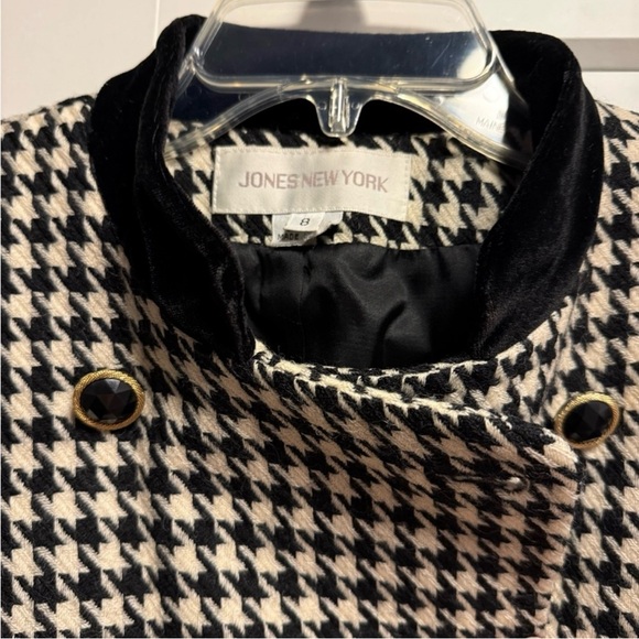 Vintage Wool & Velvet black & white houndstooth blazer sz 8 Preppy Old Money - Picture 4 of 6